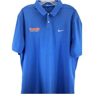 Florida Gators Nike Tiger Woods Polo Men's Large Dri Fit Blue Striped UF Golf